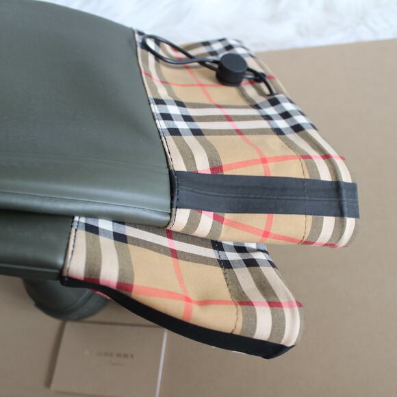 Burberry Tall Rain Boots Olive Plaid Check - Picture 9 of 11